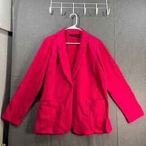 Susan Graver Weekend Regular Marina Knit Blazer Rich Fuchsia Size X-Large